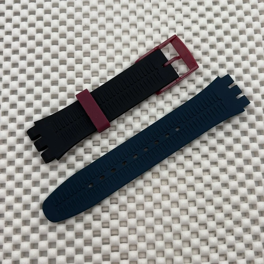 Black and Navy Watch Band (Strap only) - fits Swatch New Gent model